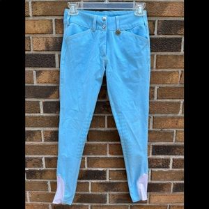 TuffRider Ladies Neon Blue Riding Breeches Size 24